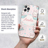 Cute Bunny Mermaid Cartoon Animal Printed Design Custom Name Protective Phone Case Mobile Cover Durable Everyday Smartphone Shock Resistant
