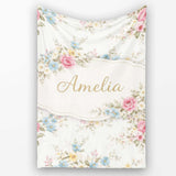 Vintage Pastel Floral Seamless Pattern Stylish Everyday  Lovely  Personalised Custom Name Super Soft Fleece Blanket Bed Sofa Throw