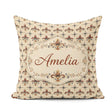 Custom Name Ornate Red and Blue Fleur de Lis Tile Pattern with Square Filled Cushion Throw Pillow Sofa Bed Home Decor Zip Washable UK Made