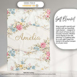 Vintage Pastel Floral Seamless Pattern Stylish Everyday  Lovely  Personalised Custom Name Super Soft Fleece Blanket Bed Sofa Throw