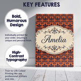 Personalised Name Dark Navy and Orange Custom  Modern Room Accent Elegant Feature Canvas Wall Art Print Decor Picture Ready to Hang
