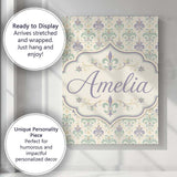 Personalised Name Soft Pastel Green and Custom  Modern Room Accent Elegant Feature Canvas Wall Art Print Decor Picture Ready to Hang