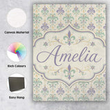 Personalised Name Soft Pastel Green and Custom  Modern Room Accent Elegant Feature Canvas Wall Art Print Decor Picture Ready to Hang