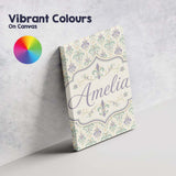 Personalised Name Soft Pastel Green and Custom  Modern Room Accent Elegant Feature Canvas Wall Art Print Decor Picture Ready to Hang