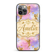 Magical Gold Fairy Silhouettes with Stars on Custom Name Protective Phone Case Mobile Cover Durable Everyday Smartphone Shock Resistant