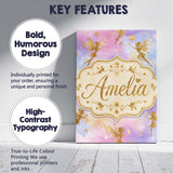 Personalised Name Magical Gold Fairy Custom Premium Decorative Design Modern Room Accent Canvas Wall Art Print Decor Picture Ready to Hang