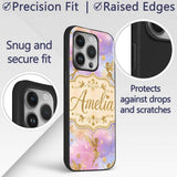 Magical Gold Fairy Silhouettes with Stars on Custom Name Protective Phone Case Mobile Cover Durable Everyday Smartphone Shock Resistant