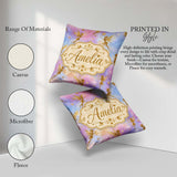 Custom Name Gold Fairy Silhouettes with Stars on Watercolor Sky Square Filled Cushion Throw Pillow Sofa Bed Home Decor Zip Washable UK Made