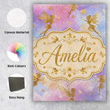 Personalised Name Magical Gold Fairy Custom Premium Decorative Design Modern Room Accent Canvas Wall Art Print Decor Picture Ready to Hang