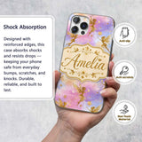 Magical Gold Fairy Silhouettes with Stars on Custom Name Protective Phone Case Mobile Cover Durable Everyday Smartphone Shock Resistant