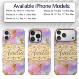 Magical Gold Fairy Silhouettes with Stars on Custom Name Protective Phone Case Mobile Cover Durable Everyday Smartphone Shock Resistant
