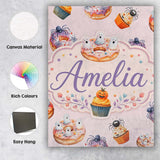 Personalised Name Halloween Donuts Cupcakes Custom  Bespoke Interior Contemporary Canvas Wall Art Print Decor Picture Ready to Hang