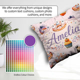 Custom Name Donuts Cupcakes and Spiders Seamless Pattern on Pink Square Filled Cushion Throw Pillow Sofa Bed Home Decor Zip Washable UK Made