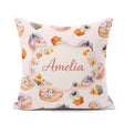 Custom Name Halloween Donuts Cupcakes and Spiders Seamless Cream Square Filled Cushion Throw Pillow Sofa Bed Home Decor Zip Washable UK Made