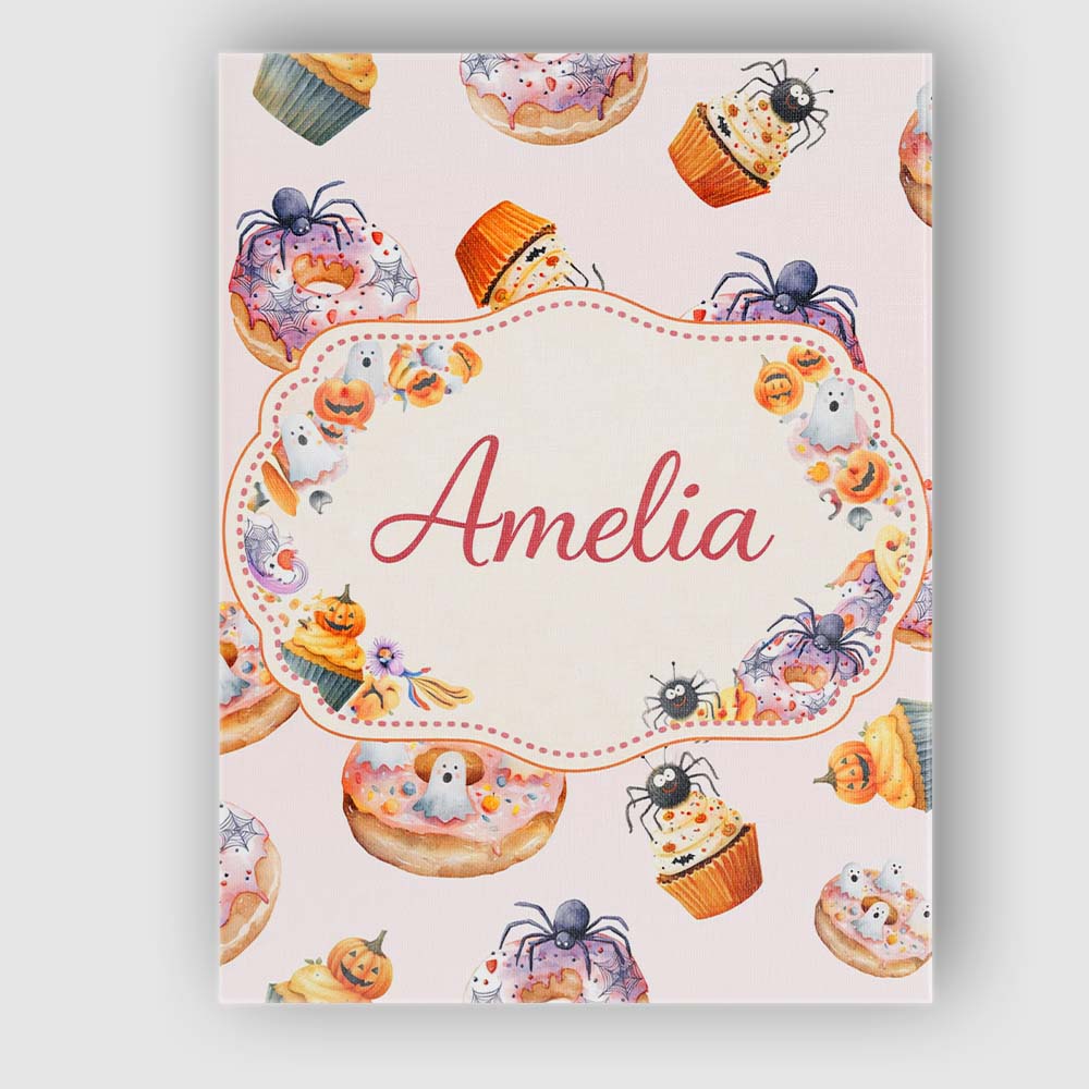 Personalised Name Halloween Donuts Cupcakes Custom  Bespoke Interior Contemporary Canvas Wall Art Print Decor Picture Ready to Hang