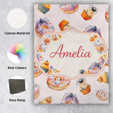 Personalised Name Halloween Donuts Cupcakes Custom  Bespoke Interior Contemporary Canvas Wall Art Print Decor Picture Ready to Hang