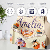 Halloween Donuts Cupcakes and Spiders Seamless on Light Beige Lovely  Personalised Custom Name Super Soft Fleece Blanket Bed Sofa Throw