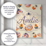 Personalised Name Halloween Donuts Cupcakes Custom  Bespoke Interior Contemporary Canvas Wall Art Print Decor Picture Ready to Hang