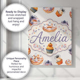 Personalised Name Halloween Donuts Cupcakes Custom  Bespoke Interior Contemporary Canvas Wall Art Print Decor Picture Ready to Hang