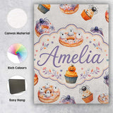 Personalised Name Halloween Donuts Cupcakes Custom  Bespoke Interior Contemporary Canvas Wall Art Print Decor Picture Ready to Hang