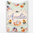 Halloween Donuts Cupcakes Spiders and Ghosts Cute Sage Green Lovely  Personalised Custom Name Super Soft Fleece Blanket Bed Sofa Throw