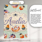 Halloween Donuts Cupcakes Spiders and Ghosts Cute Sage Green Lovely  Personalised Custom Name Super Soft Fleece Blanket Bed Sofa Throw