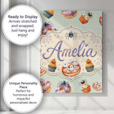 Personalised Name Halloween Donuts Cupcakes Custom  Bespoke Interior Contemporary Canvas Wall Art Print Decor Picture Ready to Hang