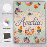 Personalised Name Halloween Donuts Cupcakes Custom  Bespoke Interior Contemporary Canvas Wall Art Print Decor Picture Ready to Hang