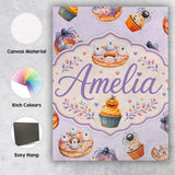Personalised Name Halloween Donuts Cupcakes Custom  Bespoke Interior Contemporary Canvas Wall Art Print Decor Picture Ready to Hang