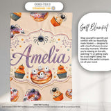 Halloween Donuts Cupcakes Spiders and Ghosts Cute Warm Beige Lovely  Personalised Custom Name Super Soft Fleece Blanket Bed Sofa Throw