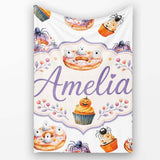 Halloween Donuts Cupcakes Spiders and Ghosts Cute Light Grey Lovely  Personalised Custom Name Super Soft Fleece Blanket Bed Sofa Throw