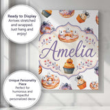 Personalised Name Halloween Donuts Cupcakes Custom  Bespoke Interior Contemporary Canvas Wall Art Print Decor Picture Ready to Hang