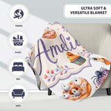 Halloween Donuts Cupcakes Spiders and Ghosts Cute Light Grey Lovely  Personalised Custom Name Super Soft Fleece Blanket Bed Sofa Throw