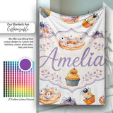Halloween Donuts Cupcakes Spiders and Ghosts Cute Light Grey Lovely  Personalised Custom Name Super Soft Fleece Blanket Bed Sofa Throw