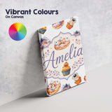 Personalised Name Halloween Donuts Cupcakes Custom  Bespoke Interior Contemporary Canvas Wall Art Print Decor Picture Ready to Hang