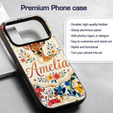 Watercolor Baby Deer Fawn with Colorful Floral Custom Name Protective Phone Case Mobile Cover Durable Everyday Smartphone Shock Resistant