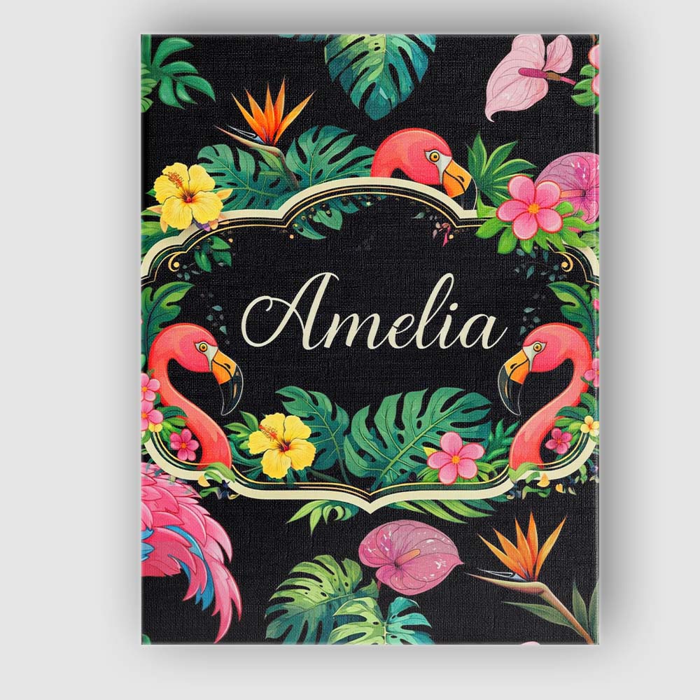 Personalised Name Tropical Flamingo with Custom  Unique Gift Idea Elegant Feature Canvas Wall Art Print Decor Picture Ready to Hang