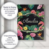 Personalised Name Tropical Flamingo with Custom  Unique Gift Idea Elegant Feature Canvas Wall Art Print Decor Picture Ready to Hang