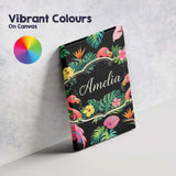 Personalised Name Tropical Flamingo with Custom  Unique Gift Idea Elegant Feature Canvas Wall Art Print Decor Picture Ready to Hang