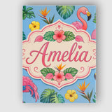 Personalised Name Tropical Flamingo with Custom  Unique Gift Idea Elegant Feature Canvas Wall Art Print Decor Picture Ready to Hang