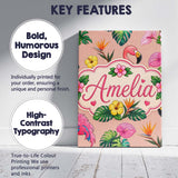 Personalised Name Tropical Flamingo with Custom  Unique Gift Idea Elegant Feature Canvas Wall Art Print Decor Picture Ready to Hang