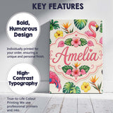 Personalised Name Tropical Flamingo with Custom  Unique Gift Idea Elegant Feature Canvas Wall Art Print Decor Picture Ready to Hang