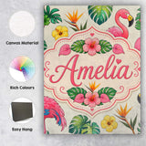 Personalised Name Tropical Flamingo with Custom  Unique Gift Idea Elegant Feature Canvas Wall Art Print Decor Picture Ready to Hang