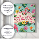 Personalised Name Tropical Flamingo with Custom  Unique Gift Idea Elegant Feature Canvas Wall Art Print Decor Picture Ready to Hang