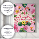 Personalised Name Tropical Flamingo with Custom  Unique Gift Idea Elegant Feature Canvas Wall Art Print Decor Picture Ready to Hang