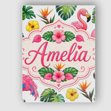 Personalised Name Tropical Flamingo with Custom  Unique Gift Idea Elegant Feature Canvas Wall Art Print Decor Picture Ready to Hang