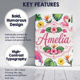 Personalised Name Tropical Flamingo with Custom  Unique Gift Idea Elegant Feature Canvas Wall Art Print Decor Picture Ready to Hang