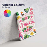 Personalised Name Tropical Flamingo with Custom  Unique Gift Idea Elegant Feature Canvas Wall Art Print Decor Picture Ready to Hang