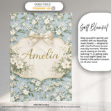 Light Blue Ditsy Floral Small Blossom Repeat Cute Unique Gift Lovely Personalised Custom Name Super Soft Fleece Blanket Bed Sofa Throw