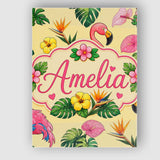 Personalised Name Tropical Flamingo with Custom  Unique Gift Idea Elegant Feature Canvas Wall Art Print Decor Picture Ready to Hang